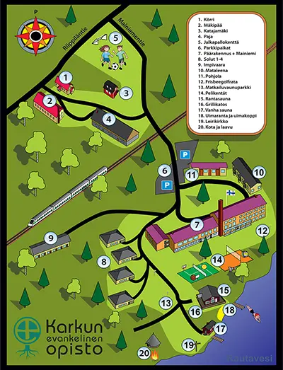 Piirretty opiston kartta